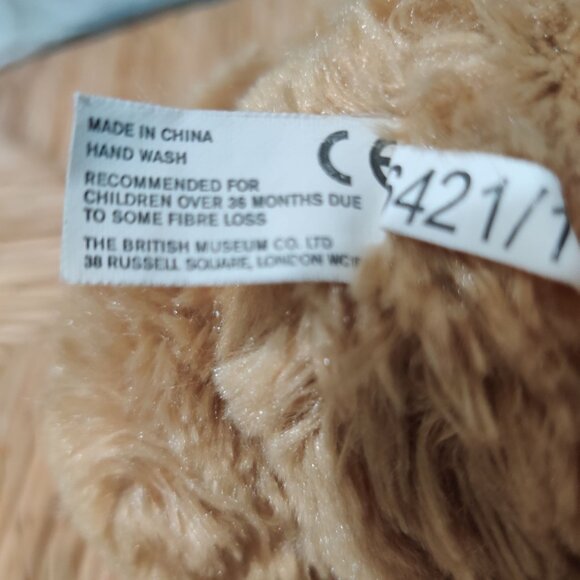 British Museum Teddy Bear Plush UK Flag Columns Embroidered Feet Tan 8" Soft Toy - Picture 7 of 7